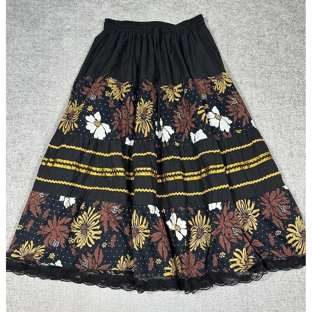 Magic Skirt Womens Small Floral Tiered Y2K Whimsigoth Dark Fairy‎ Forest - Picture 3 of 10